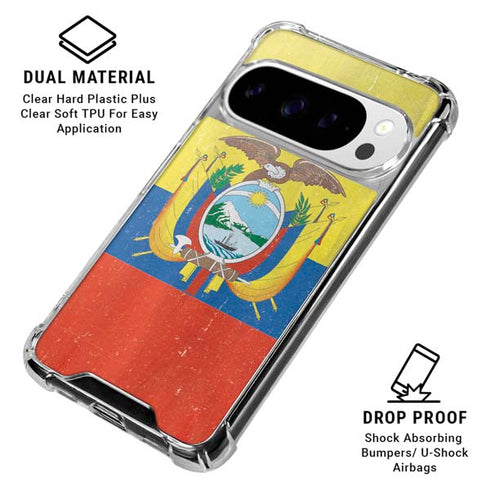 Ecuador Flag Distressed Google Pixel 10 Pro XL Clear Case